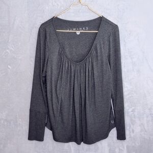 JJWINKS Charcoal Full Moon Top Size XL Bra-Free Long Sleeve Modal Blend Pleated